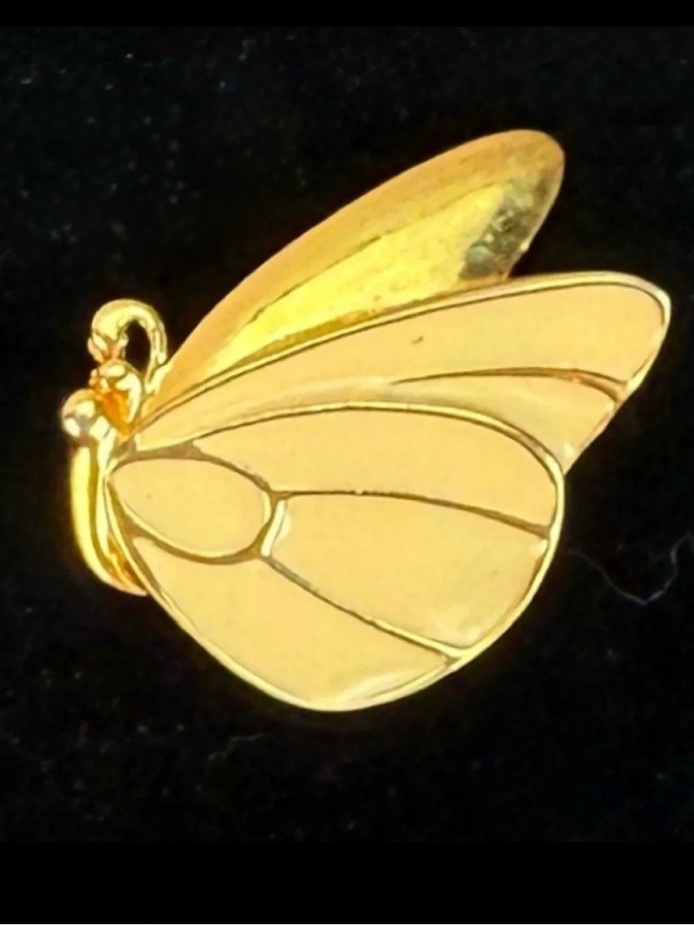 Goldtone vintage Yellow Butterfly Wing Brooch Pin